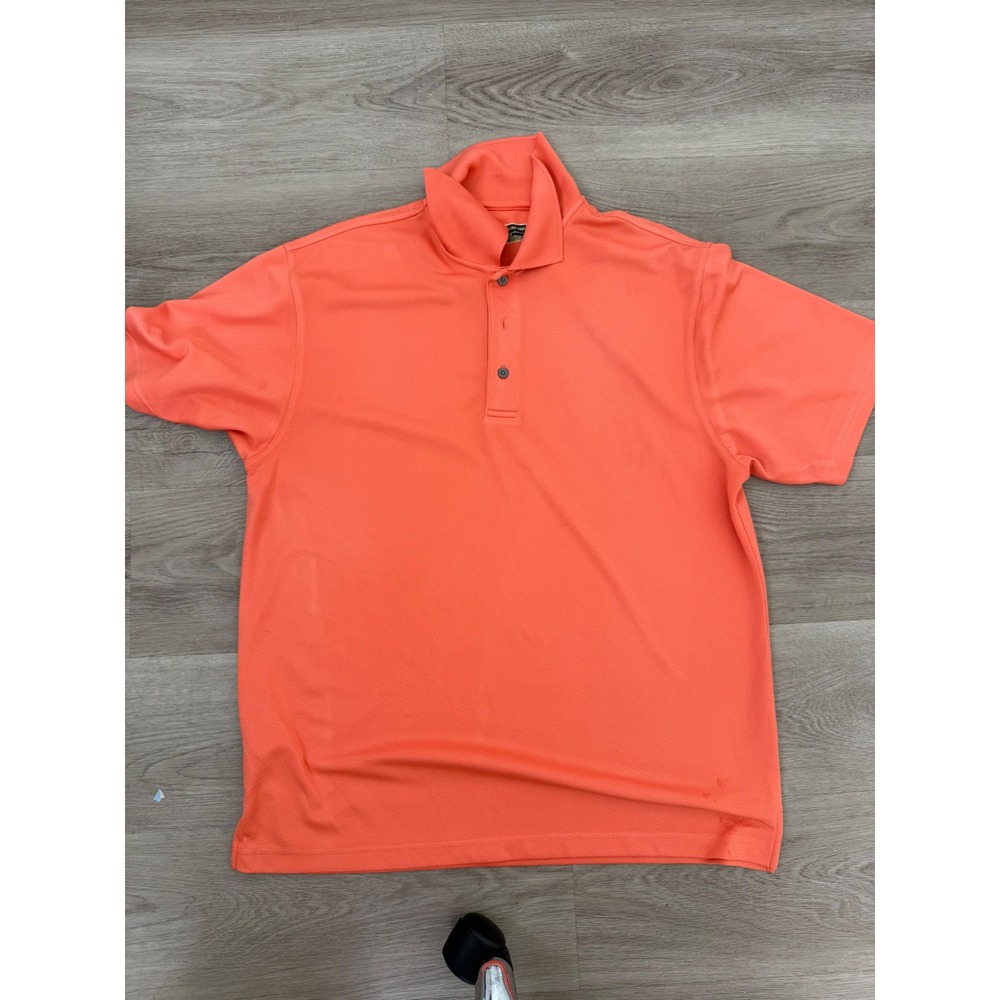Fairway Outfitters Mens Large Coral Orange Short Sleeve Golf Polo Shirt Mesh